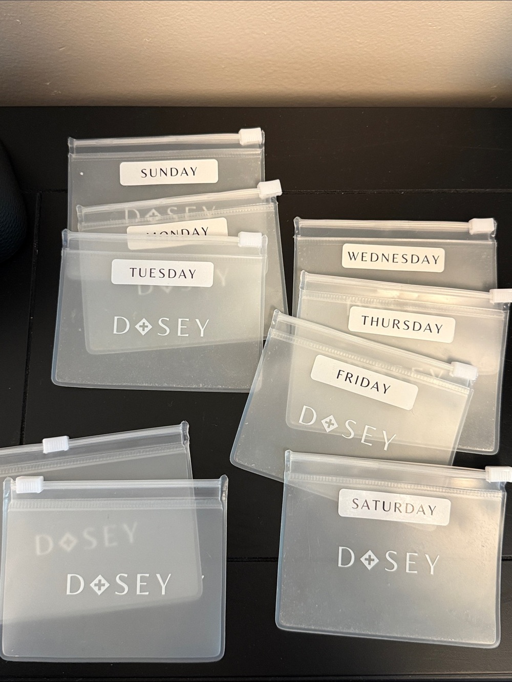 Dosey Travel Pill Organizer Set in Black and Clear - Picture 2 of 4